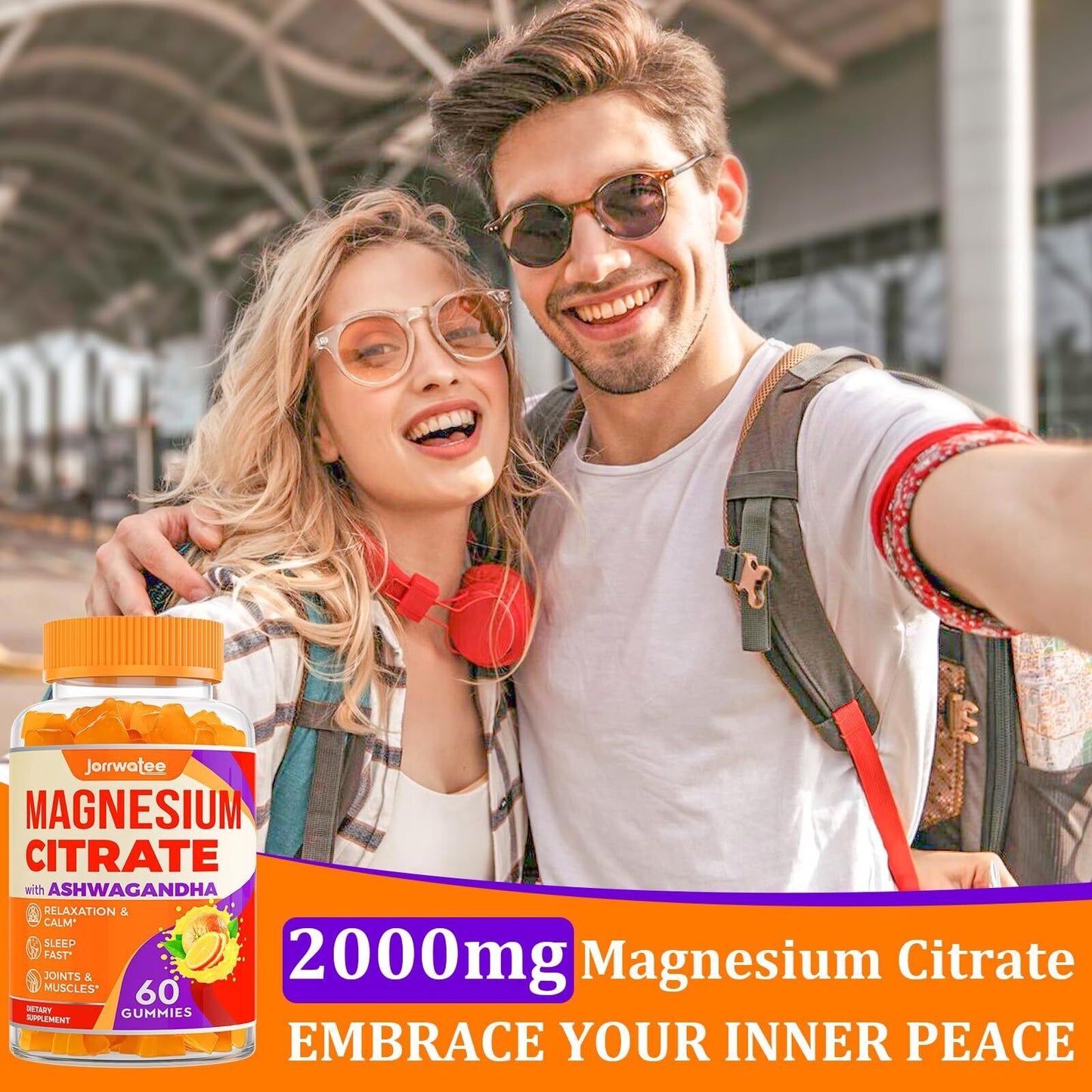 Magnesium Citrate Gummies 2000Mg - Magnesium Citrate + Ashwagandha & L-Theani...