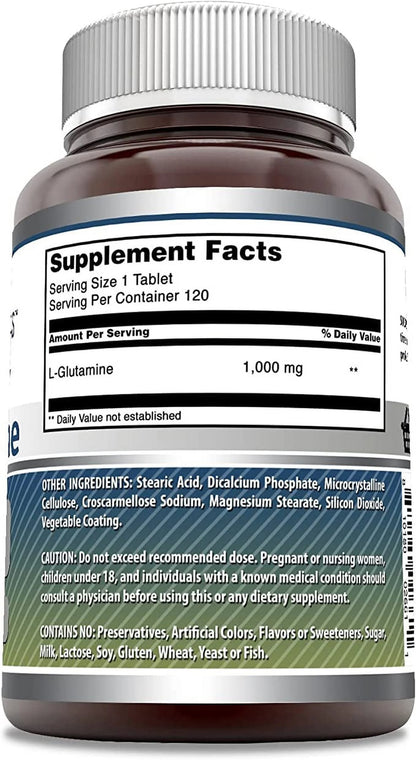 L Glutamine 1000Mg 120 Tablets (Non-Gmo,Gluten Free) - Pack of 3