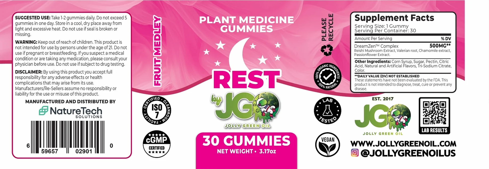 Rest Complex™ Vegan Gummies, 15000 Mg, 30 Count - with Reishi, Valerian Root, Chamomile, Passionflower