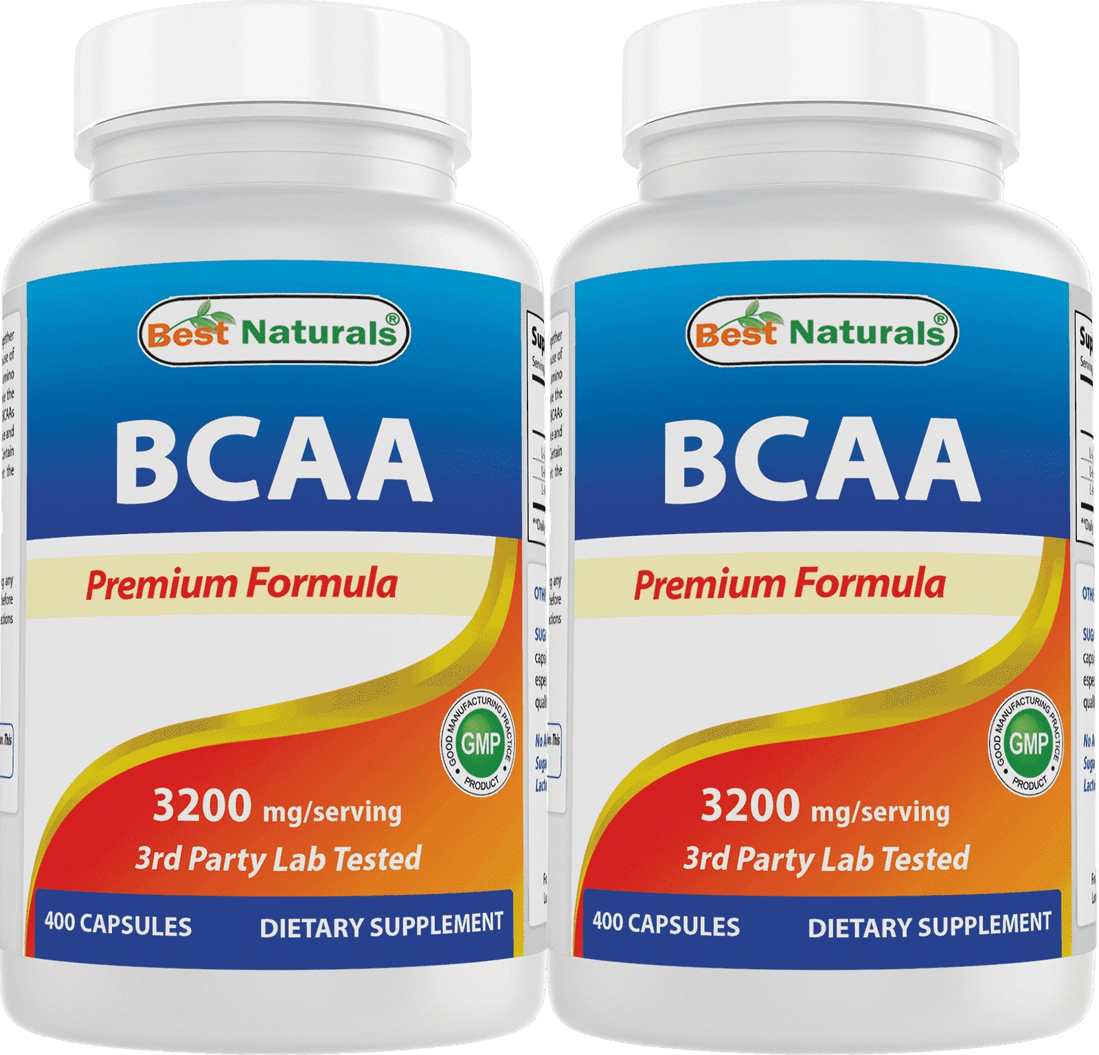 2 Pack  BCAA Branch Chain Amino Acid, 3200Mg per Serving, 400 Capsules