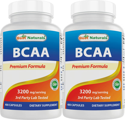 2 Pack  BCAA Branch Chain Amino Acid, 3200Mg per Serving, 400 Capsules