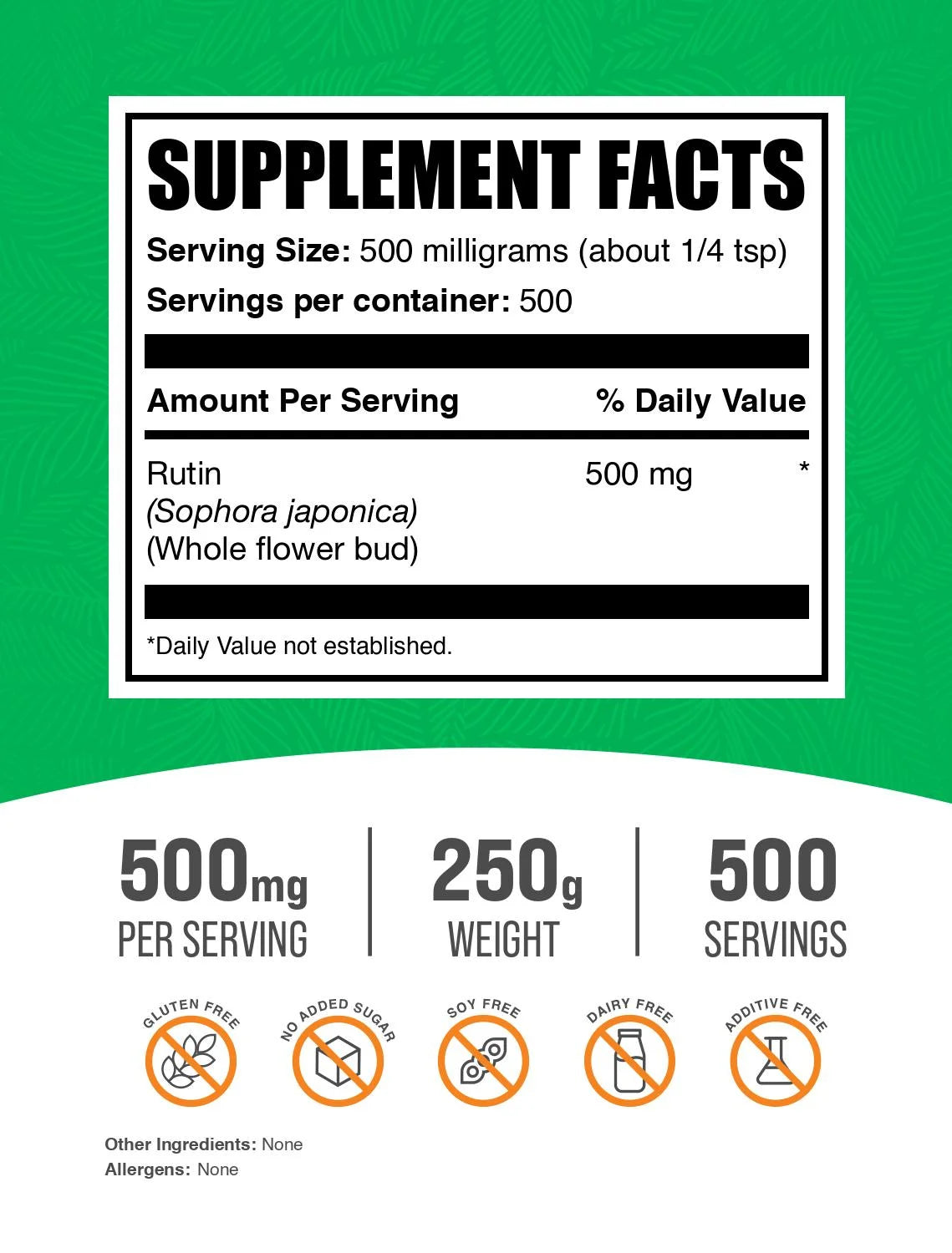 Bulksupplements Rutin Powder- 500Mg per Serving - 100 Grams (3.5 Oz) - 200 Servings