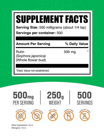 Bulksupplements Rutin Powder- 500Mg per Serving - 100 Grams (3.5 Oz) - 200 Servings