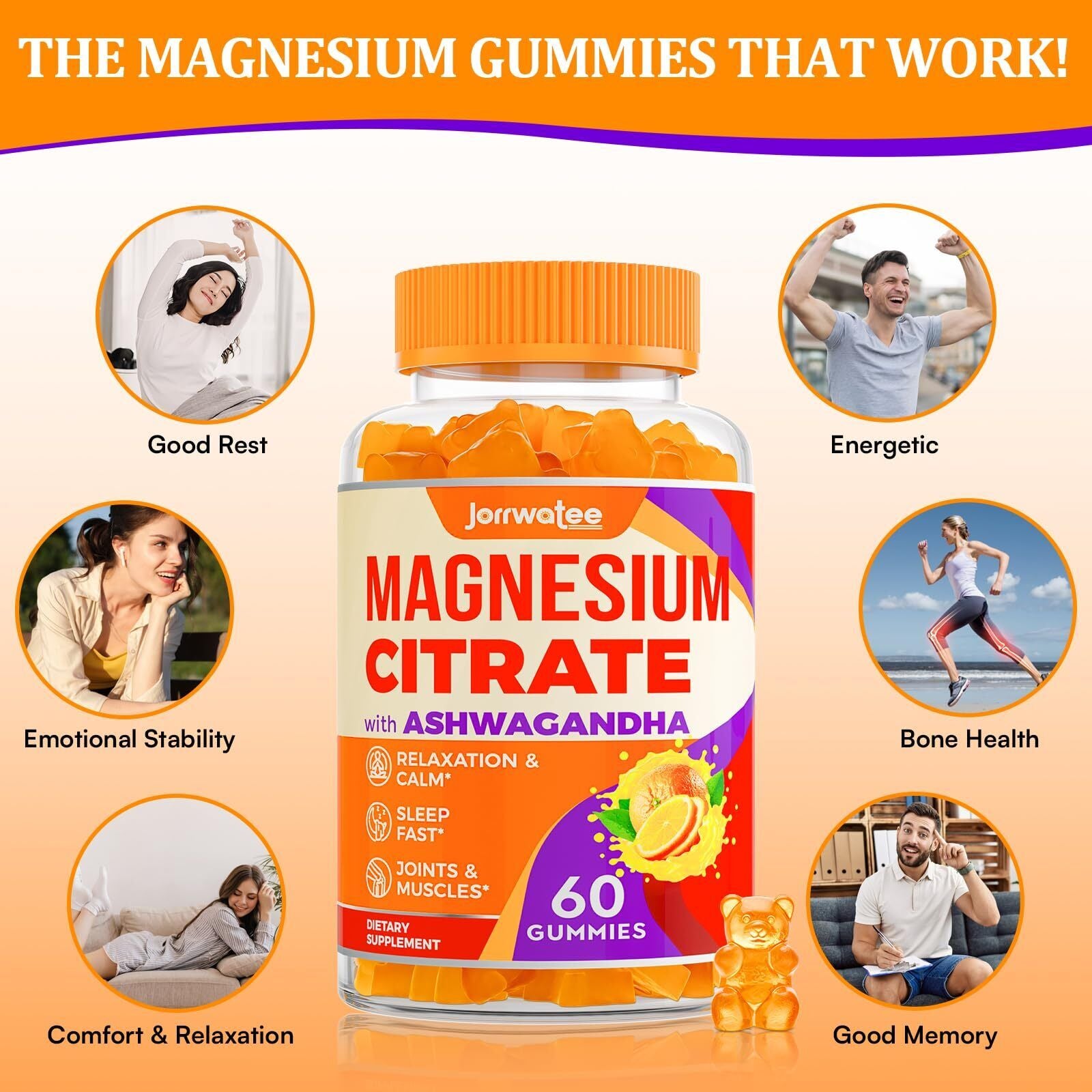 Magnesium Citrate Gummies 2000Mg - Magnesium Citrate + Ashwagandha & L-Theani...