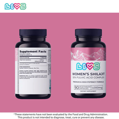 Shilajit Capsules for Women – Fulvic Acid Complex, 1,000Mg Pure Shilajit Extract, Energy, Hormonal Balance, 90 Capsules