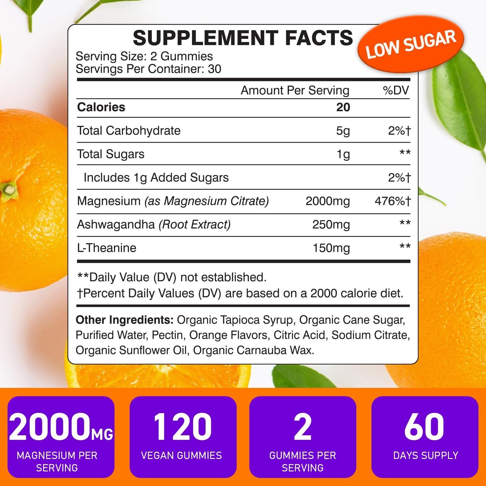 Magnesium Citrate Gummies 2000Mg - Magnesium Citrate + Ashwagandha & L-Theani...
