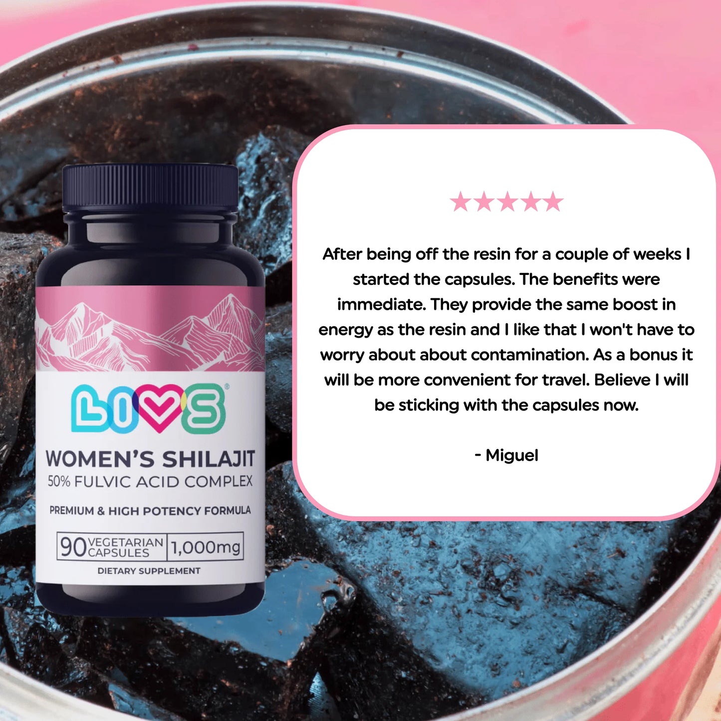 Shilajit Capsules for Women – Fulvic Acid Complex, 1,000Mg Pure Shilajit Extract, Energy, Hormonal Balance, 90 Capsules